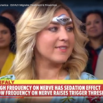 a woman wearing on a CEFALY device for migraine treatment and prevention on Good Morning America