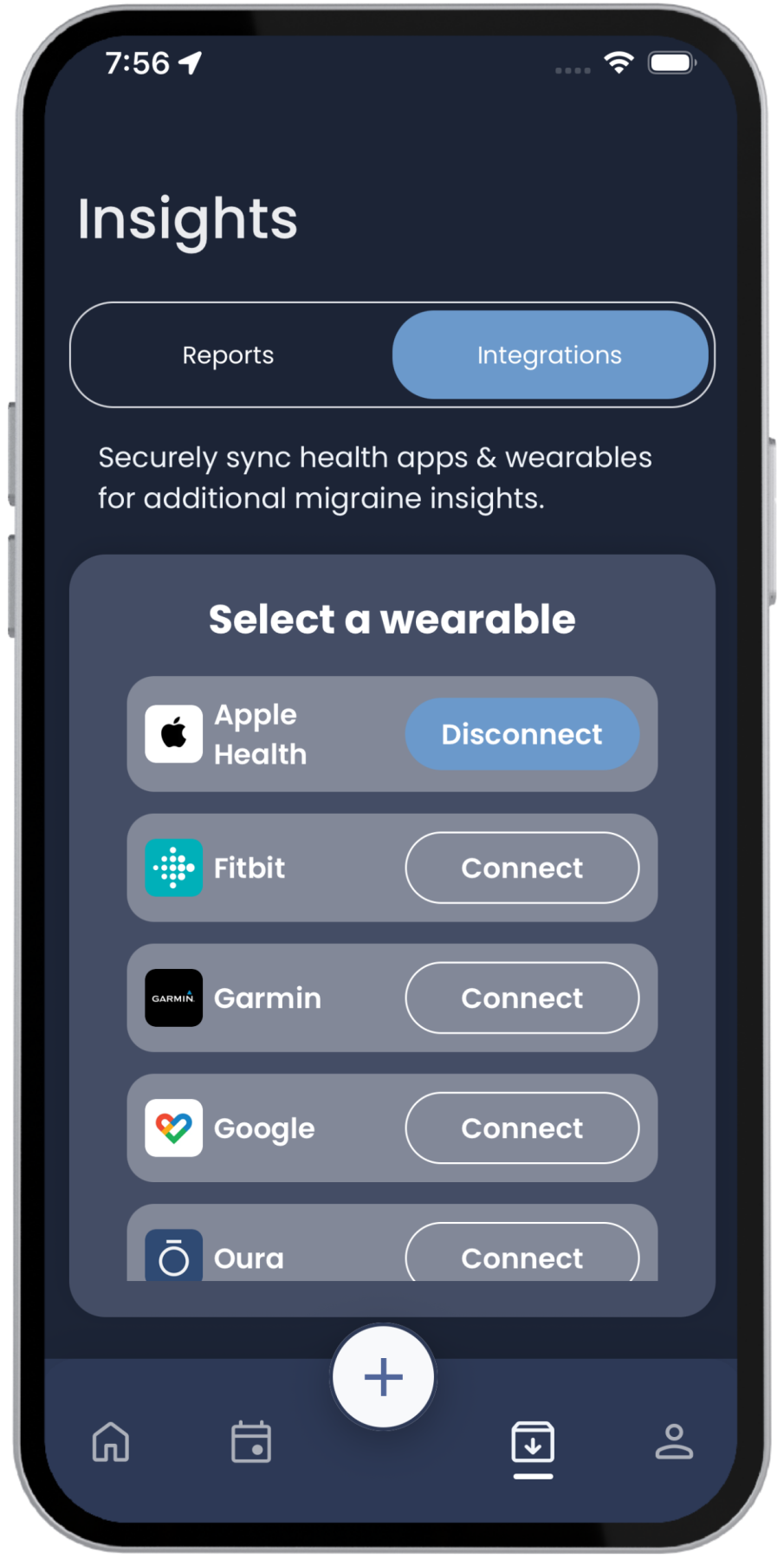 Écran de l’application CEFALY montrant le mode de traitement pour soulager la migraine aiguë.